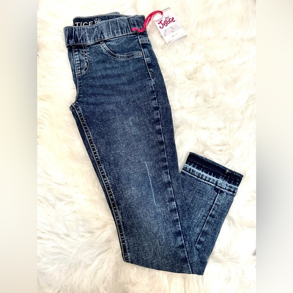GIRL’S JUSTICE MEDIUM DARK WASH SKINNY JEANS | SIZE 10 | NWT - Picture 1 of 5
